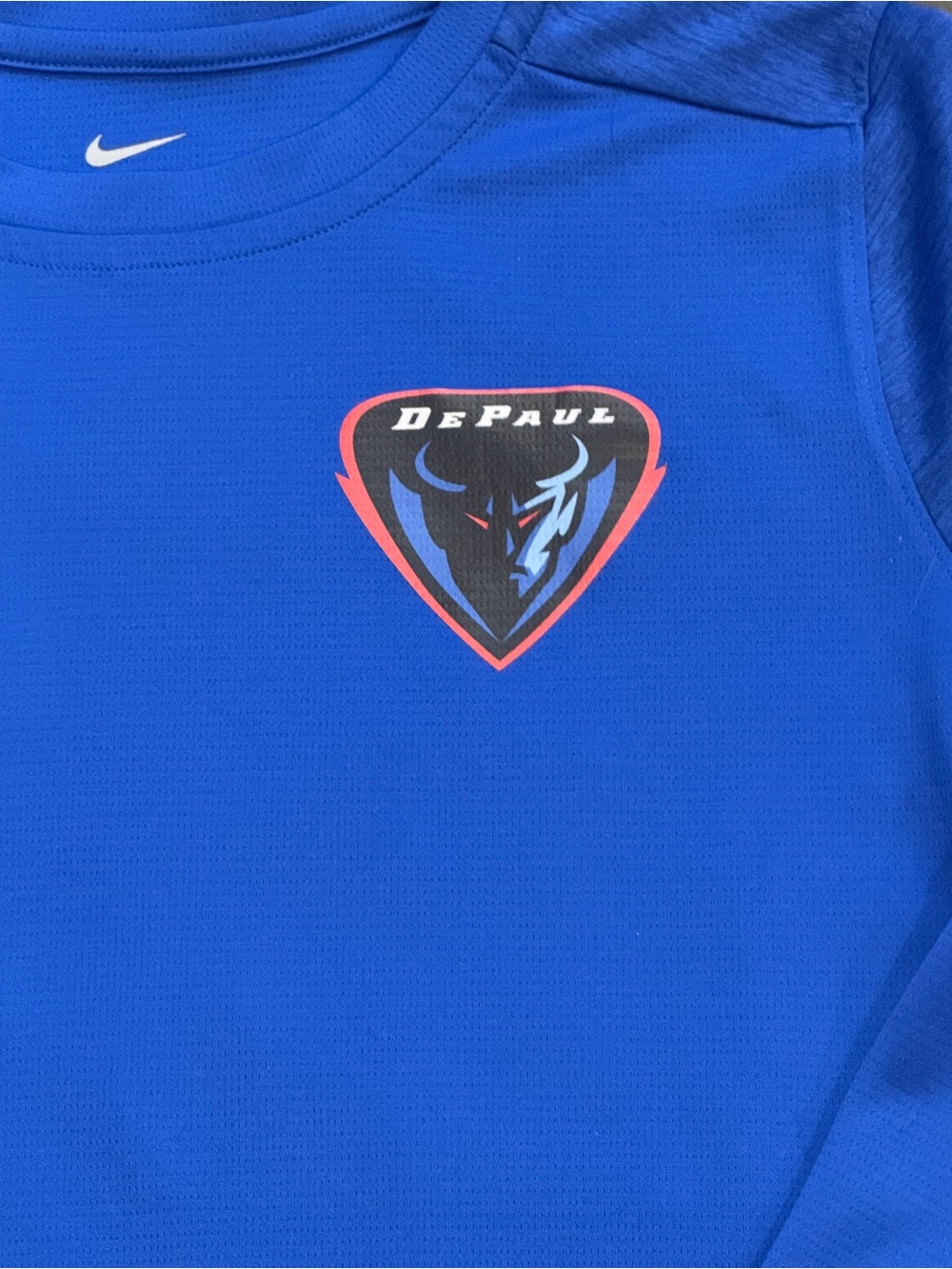 Nike DePaul Blue Demons NCAAW Basketball Dri Fit Long Sleeve T Shirt Womens M - Picture 2 of 10